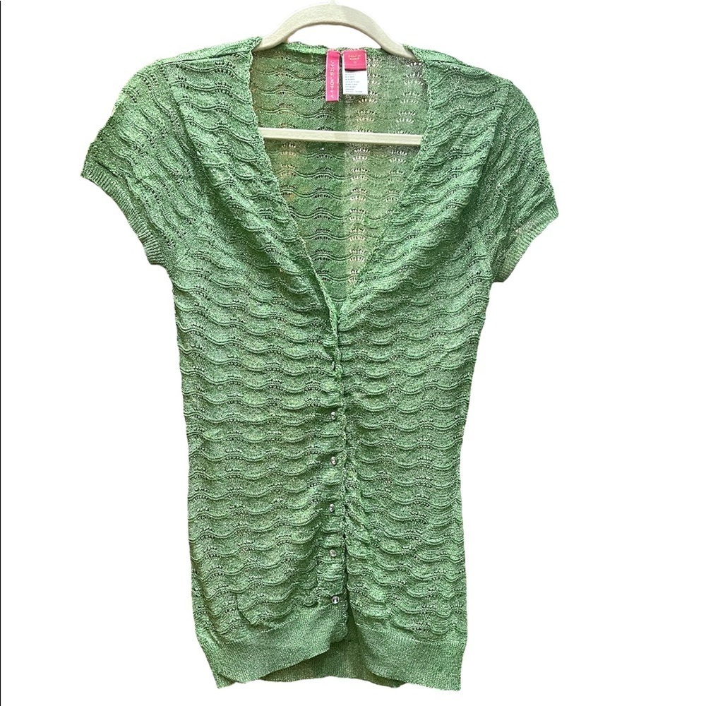 Charlotte Tarantola Short sleeve lightweight sweater cardigan. GUC